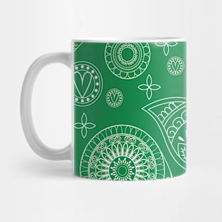 Mandala Pattern Green and White Halloween Fall Autumn Season Mug